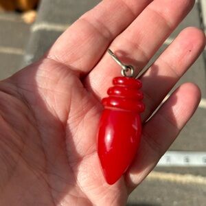 Vintage Red Bakelite Christmas Bulb Charm